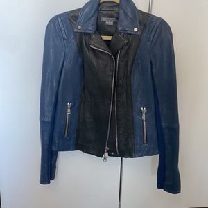 Vince Leather Jacket Double zipper black and navy